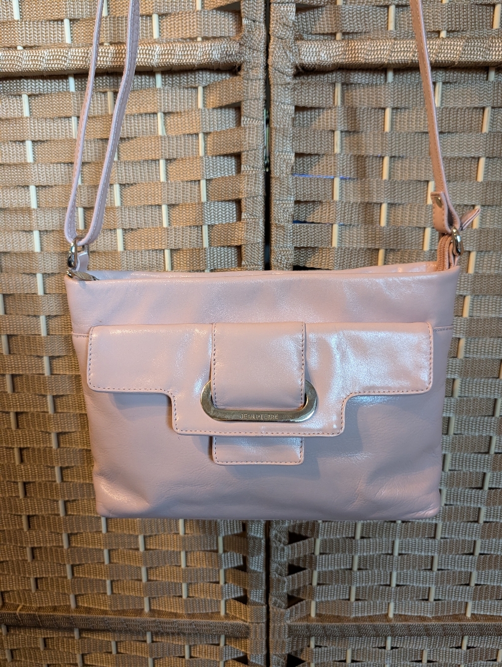 Jean Pierre- Vintage Blush Pink Leather Crossbody Bag - Adjustable Strap